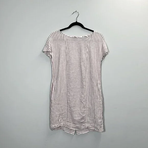 Madewell Daphne Rust Stripe-Play Button-Back Tee Dress Size Extra Small - Picture 2 of 5